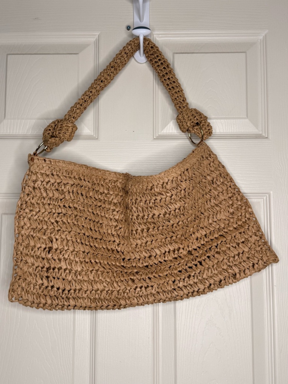 Revolve 8 Other Reasons Shelly Crochet Bag Khaki Straw Shoulder Hobo - Picture 6 of 12